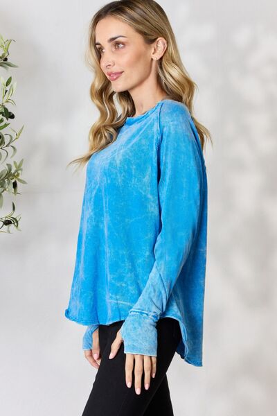 Zenana Round Neck Long Sleeve Top - The Sapphire Star