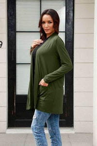 Basic Bae Full Size Open Front Long Sleeve Cardigan with Pockets - The Sapphire Star