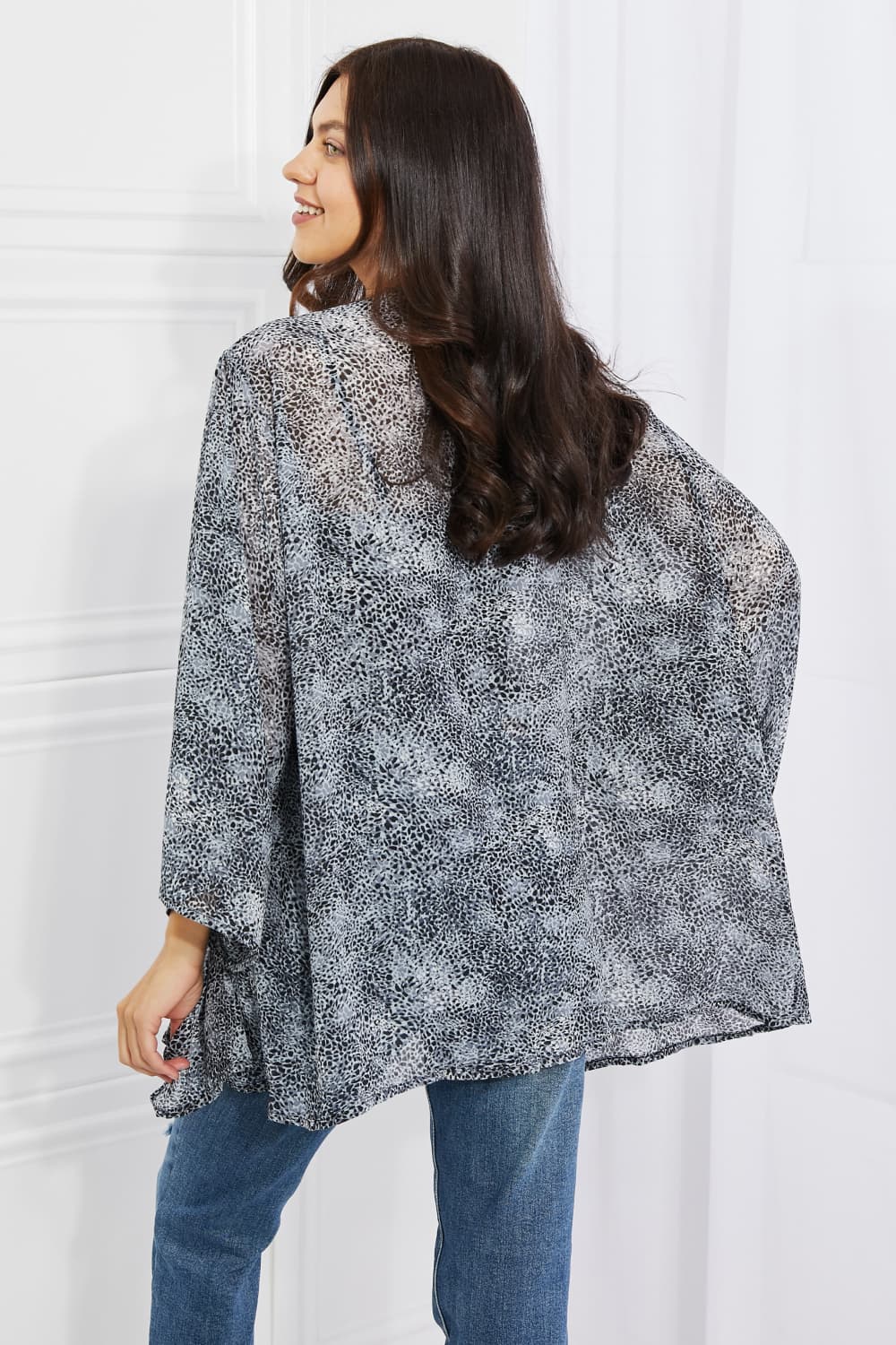 Melody Full Size Snake Print Chiffon Kimono - The Sapphire Star