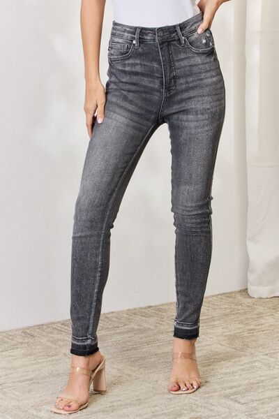 Judy Blue Full Size High Waist Tummy Control Release Hem Skinny Jeans - The Sapphire Star