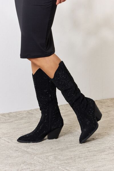 Forever Link Rhinestone Knee High Cowboy Boots - The Sapphire Star