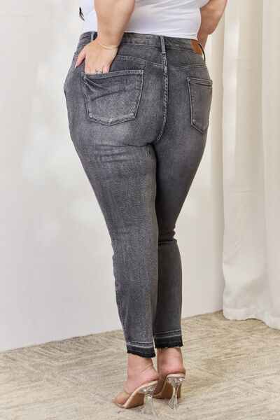 Judy Blue Full Size High Waist Tummy Control Release Hem Skinny Jeans - The Sapphire Star