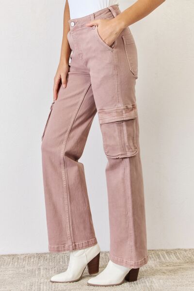 RISEN Full Size High Rise Cargo Wide Leg Jeans - The Sapphire Star