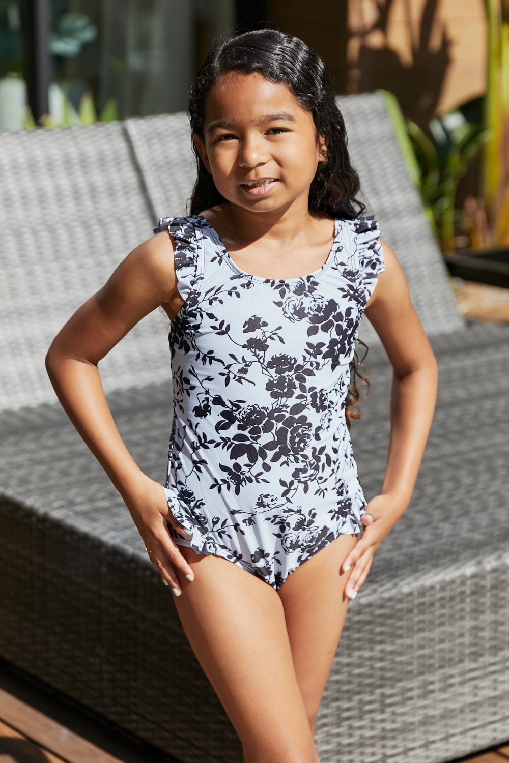 Girl's Marina West Swim  Côte d'Azur Ruffle Trim One-Piece Swimsuit - The Sapphire Star