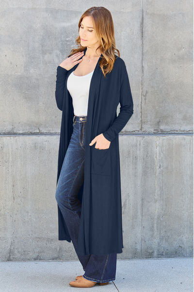 Basic Bae Full Size Open Front Long Sleeve Cover Up - The Sapphire Star