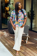 Petal Dew Full Size Floral V-Neck Tie Detail Blouse - The Sapphire Star