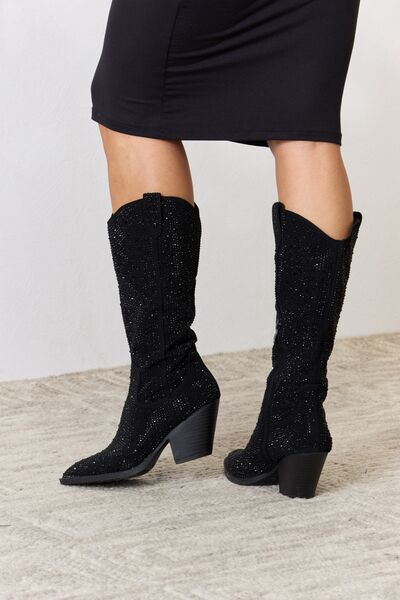 Forever Link Rhinestone Knee High Cowboy Boots - The Sapphire Star