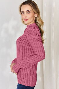 Basic Bae Full Size Ribbed Mock Neck Puff Sleeve T-Shirt - The Sapphire Star