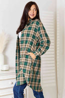 Double Take Plaid Collared Neck Long Sleeve Shirt - The Sapphire Star