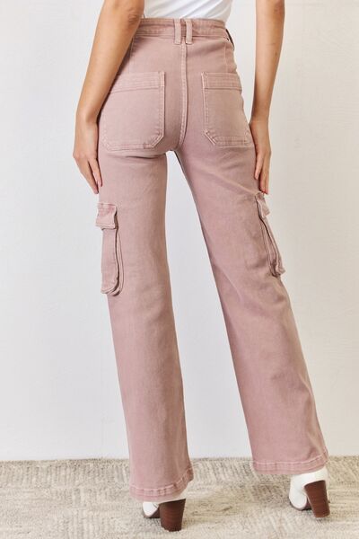 RISEN Full Size High Rise Cargo Wide Leg Jeans - The Sapphire Star