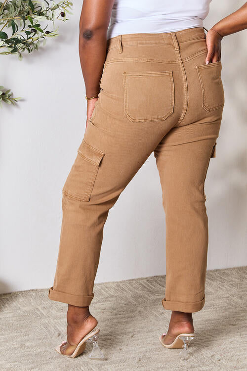 Risen Full Size High Waist Straight Jeans with Pockets - The Sapphire Star