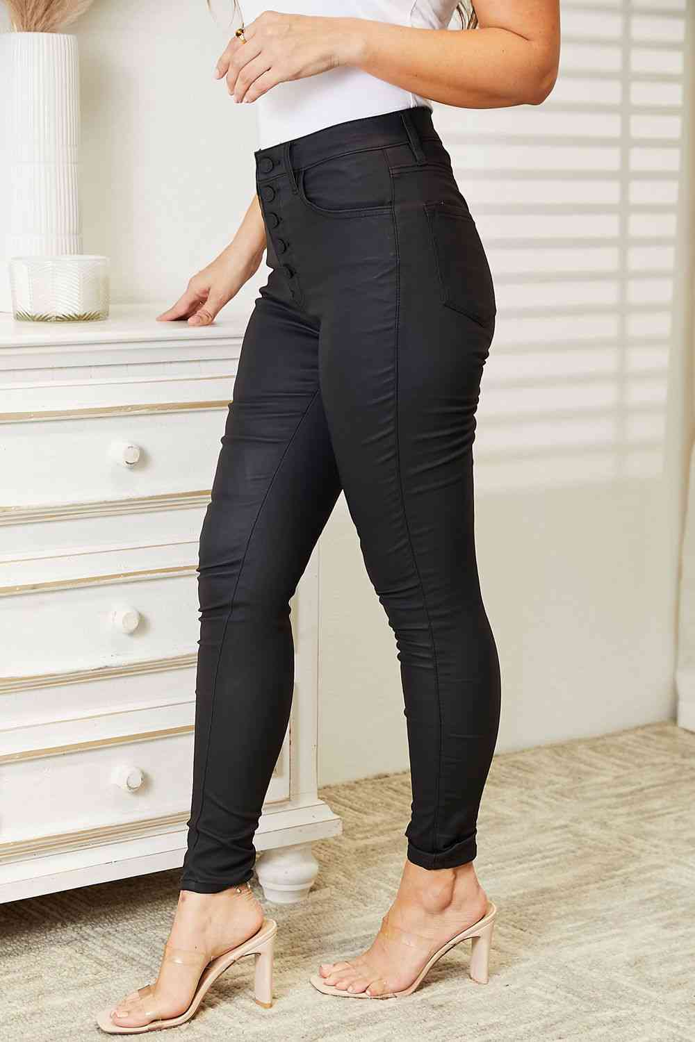 Kancan Full Size High Rise Black Coated Ankle Skinny Jeans - The Sapphire Star