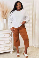 Double Take Eyelet Dropped Shoulder Round Neck Blouse - The Sapphire Star
