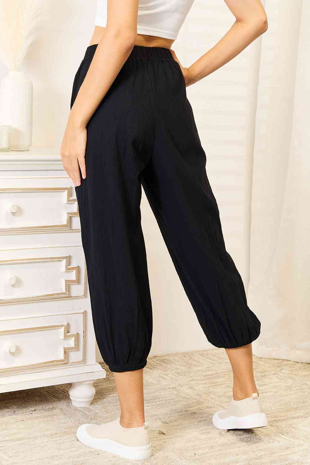 Double Take Decorative Button Cropped Pants - The Sapphire Star