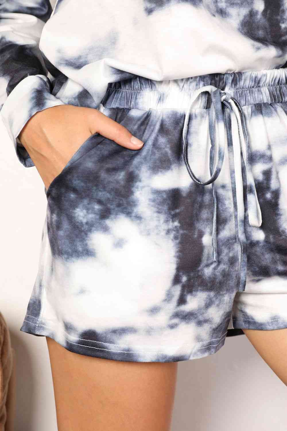 Double Take Tie-Dye Round Neck Top and Shorts Lounge Set - The Sapphire Star