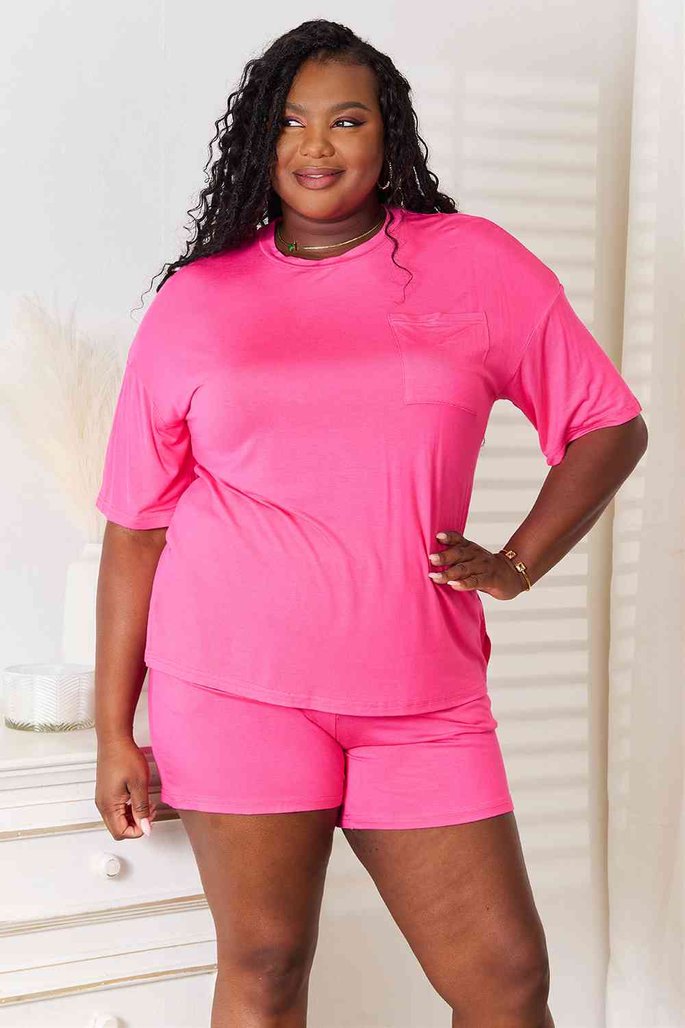 Basic Bae Full Size Soft Rayon Half Sleeve Top and Shorts Set - The Sapphire Star