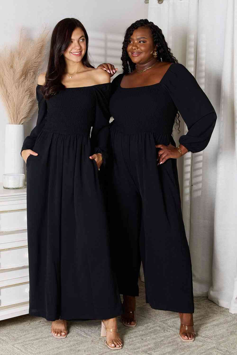 Double Take Square Neck Jumpsuit with Pockets - The Sapphire Star