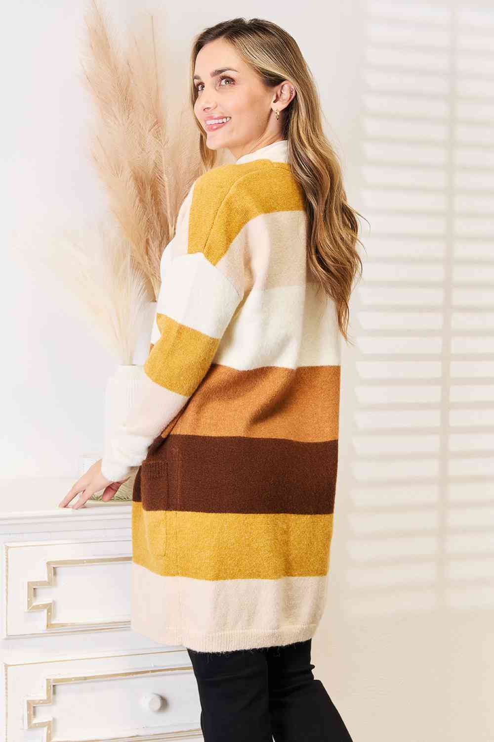 Woven Right Color Block Dropped Shoulder Cardigan - The Sapphire Star