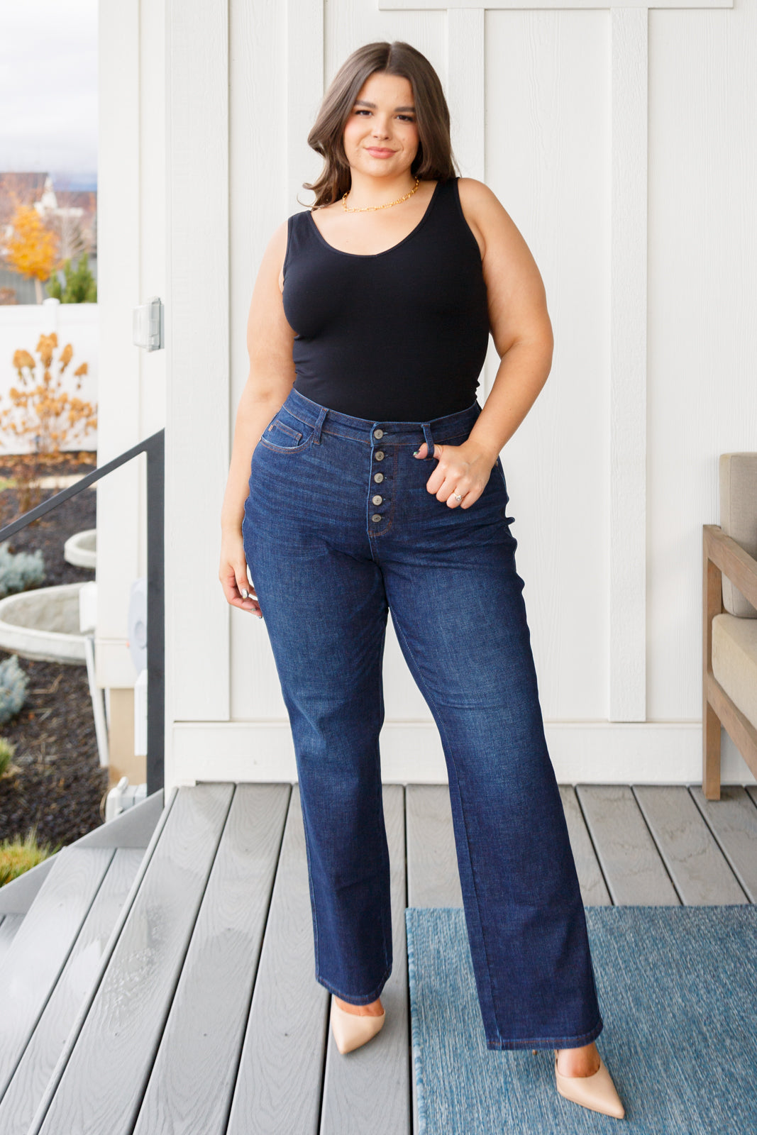 Judy Blue Arlo High Rise Button-Fly Straight Jeans - The Sapphire Star