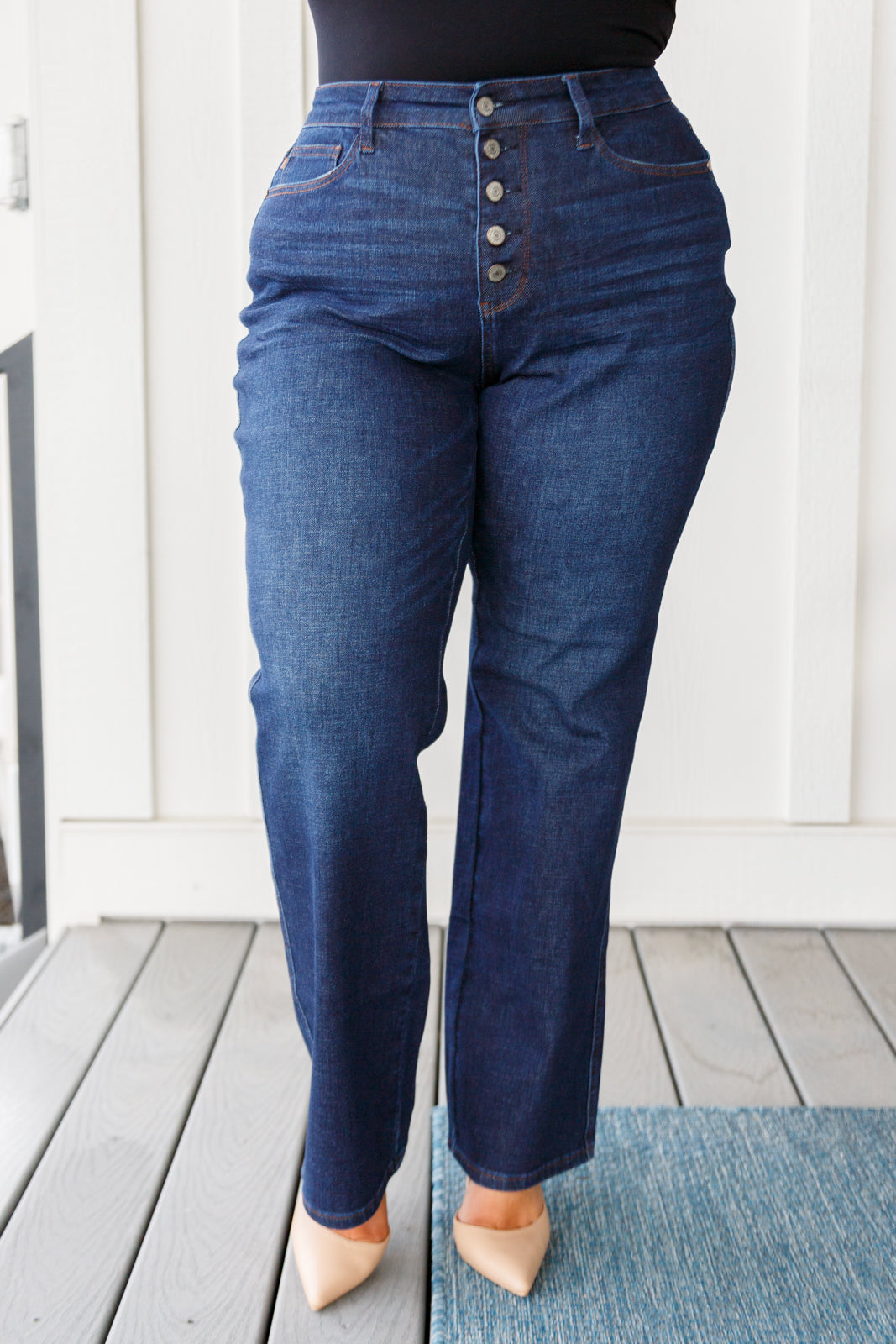 Judy Blue Arlo High Rise Button-Fly Straight Jeans - The Sapphire Star