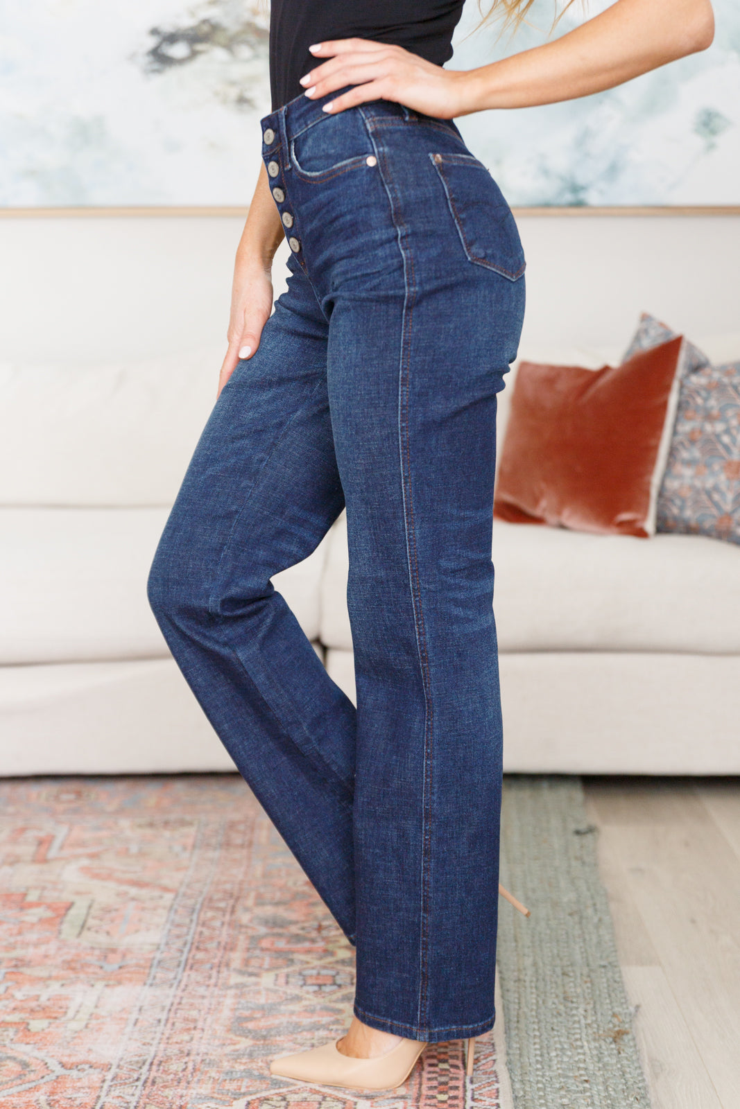 Judy Blue Arlo High Rise Button-Fly Straight Jeans - The Sapphire Star