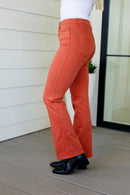 Autumn Mid Rise Slim Bootcut Jeans in Terracotta - The Sapphire Star