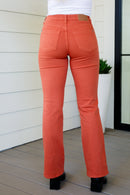 Autumn Mid Rise Slim Bootcut Jeans in Terracotta - The Sapphire Star