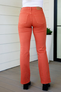 Autumn Mid Rise Slim Bootcut Jeans in Terracotta - The Sapphire Star