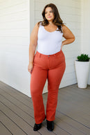 Autumn Mid Rise Slim Bootcut Jeans in Terracotta - The Sapphire Star