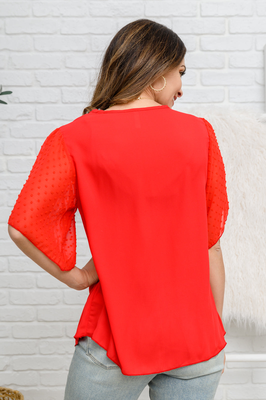 Best Of My Love Short Sleeve Blouse In Red - The Sapphire Star