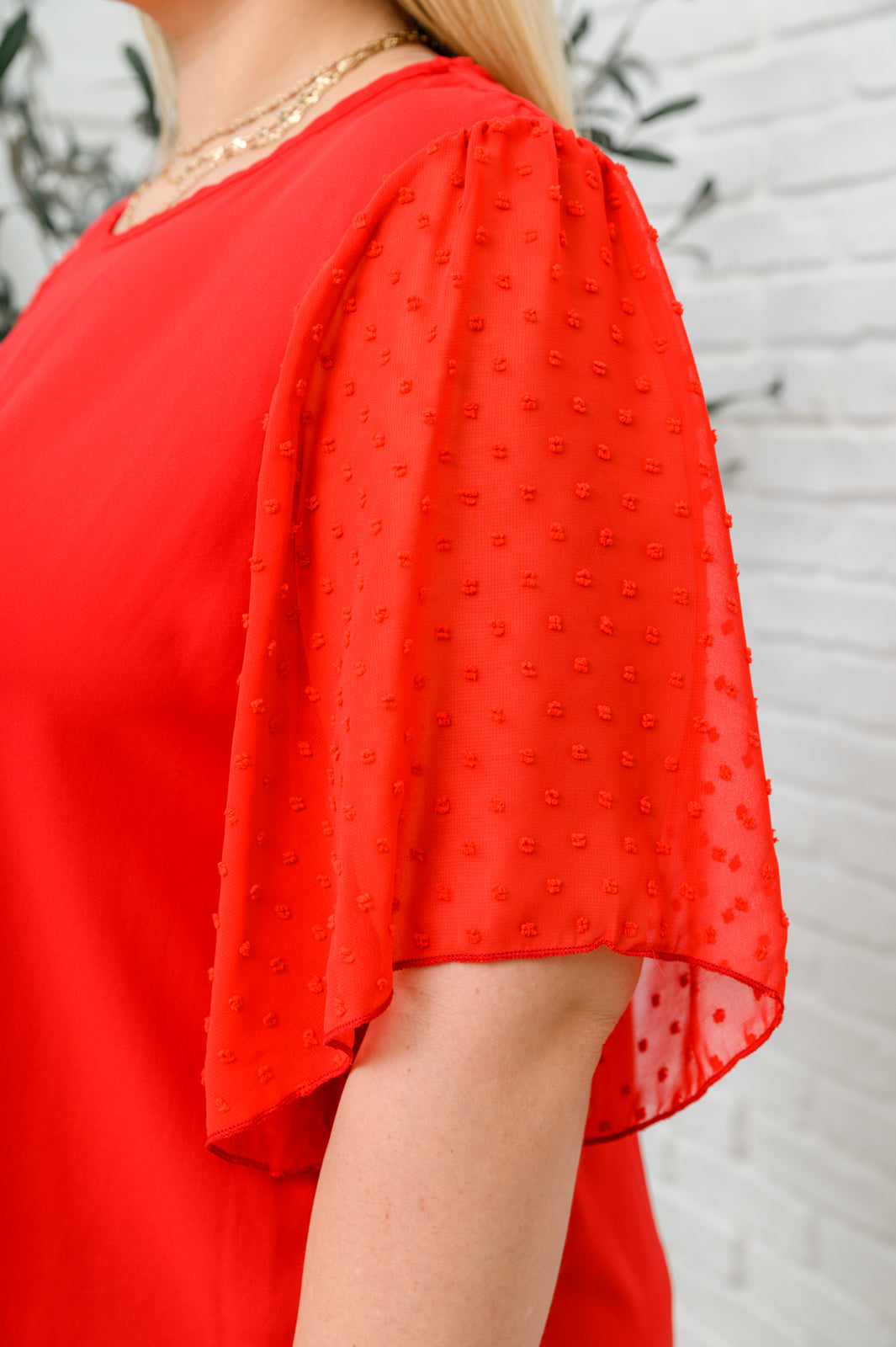 Best Of My Love Short Sleeve Blouse In Red - The Sapphire Star