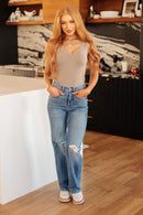 Bree High Rise Control Top Distressed Straight Jeans - The Sapphire Star