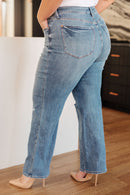 Bree High Rise Control Top Distressed Straight Jeans - The Sapphire Star