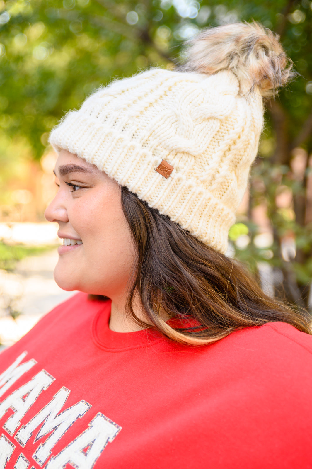 Cable Knit Cuffed Beanie In Ivory - The Sapphire Star