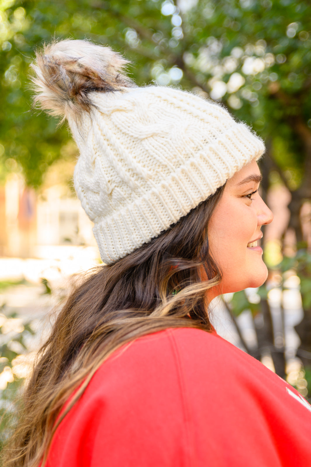 Cable Knit Cuffed Beanie In Ivory - The Sapphire Star