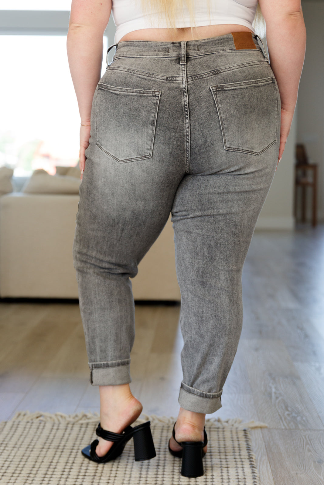 Charlotte High Rise Stone Wash Slim Jeans in Gray - The Sapphire Star