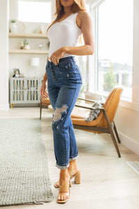 Judy Blue Colt High Rise Button Fly Distressed Boyfriend Jeans - The Sapphire Star