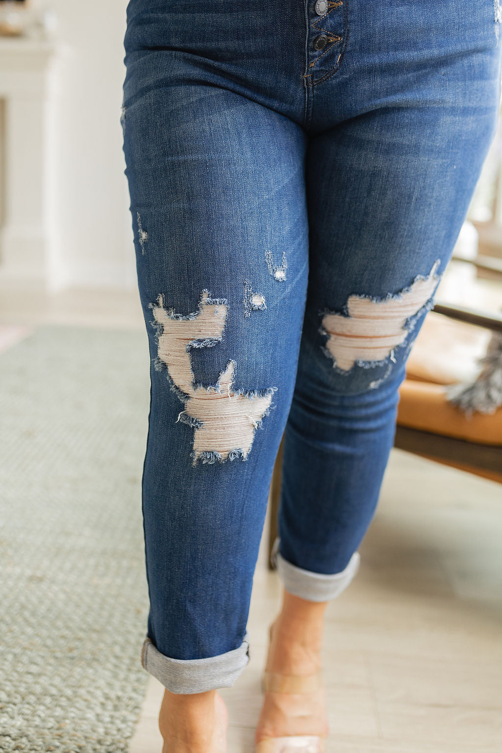 Judy Blue Colt High Rise Button Fly Distressed Boyfriend Jeans - The Sapphire Star