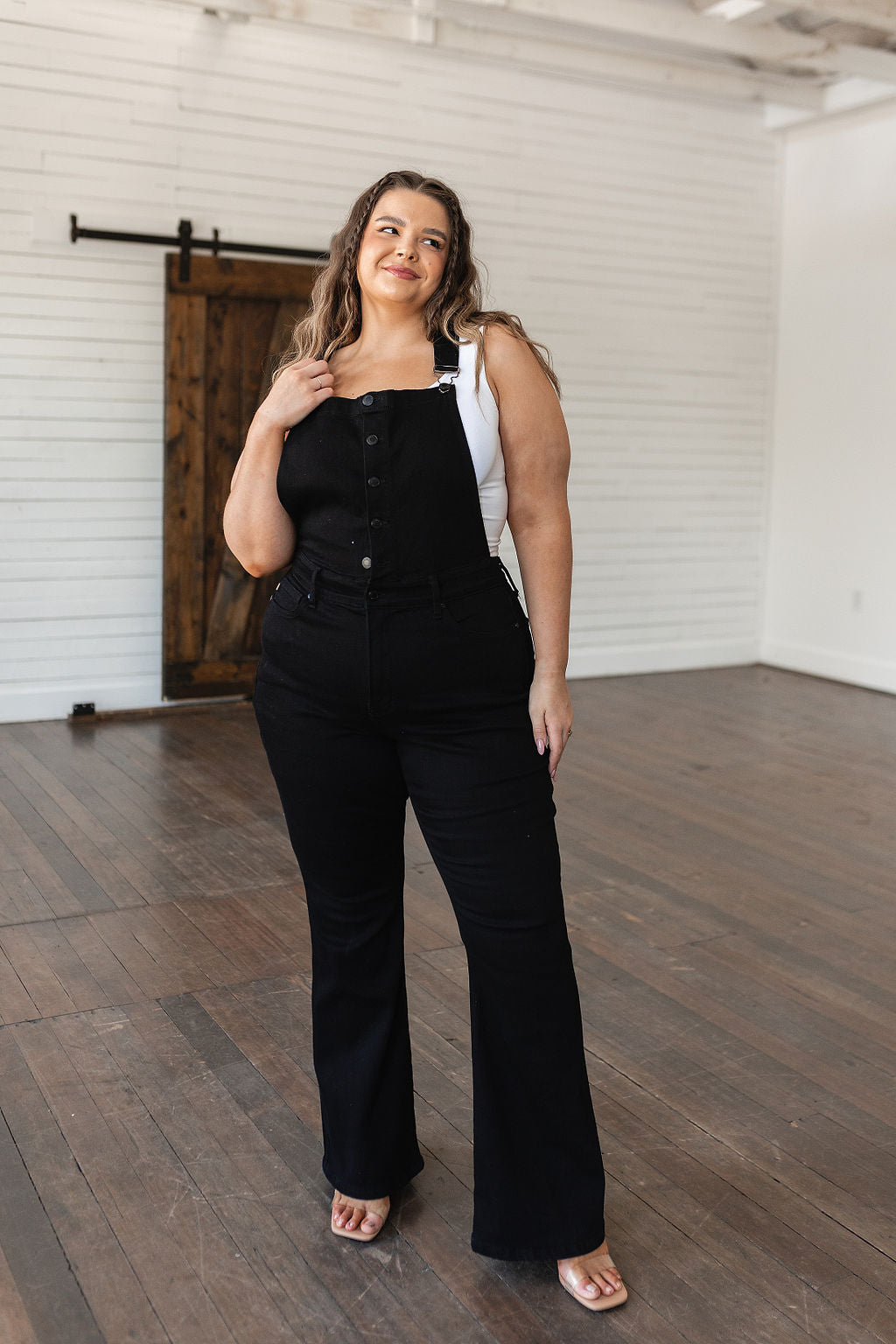 Imogene Control Top Retro Flare Overalls in Black - The Sapphire Star