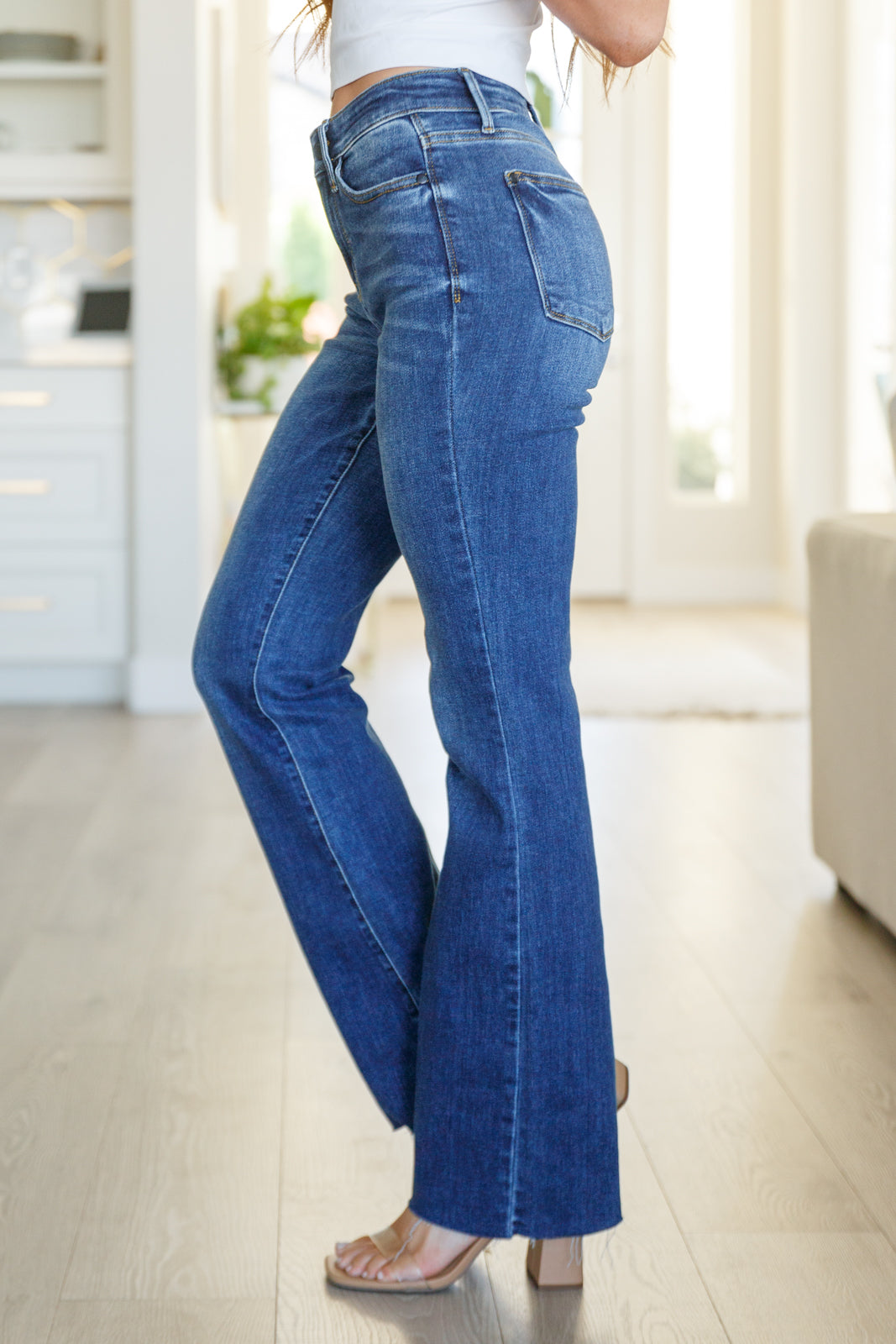 Josephine Mid Rise Raw Hem Bootcut Jeans - The Sapphire Star