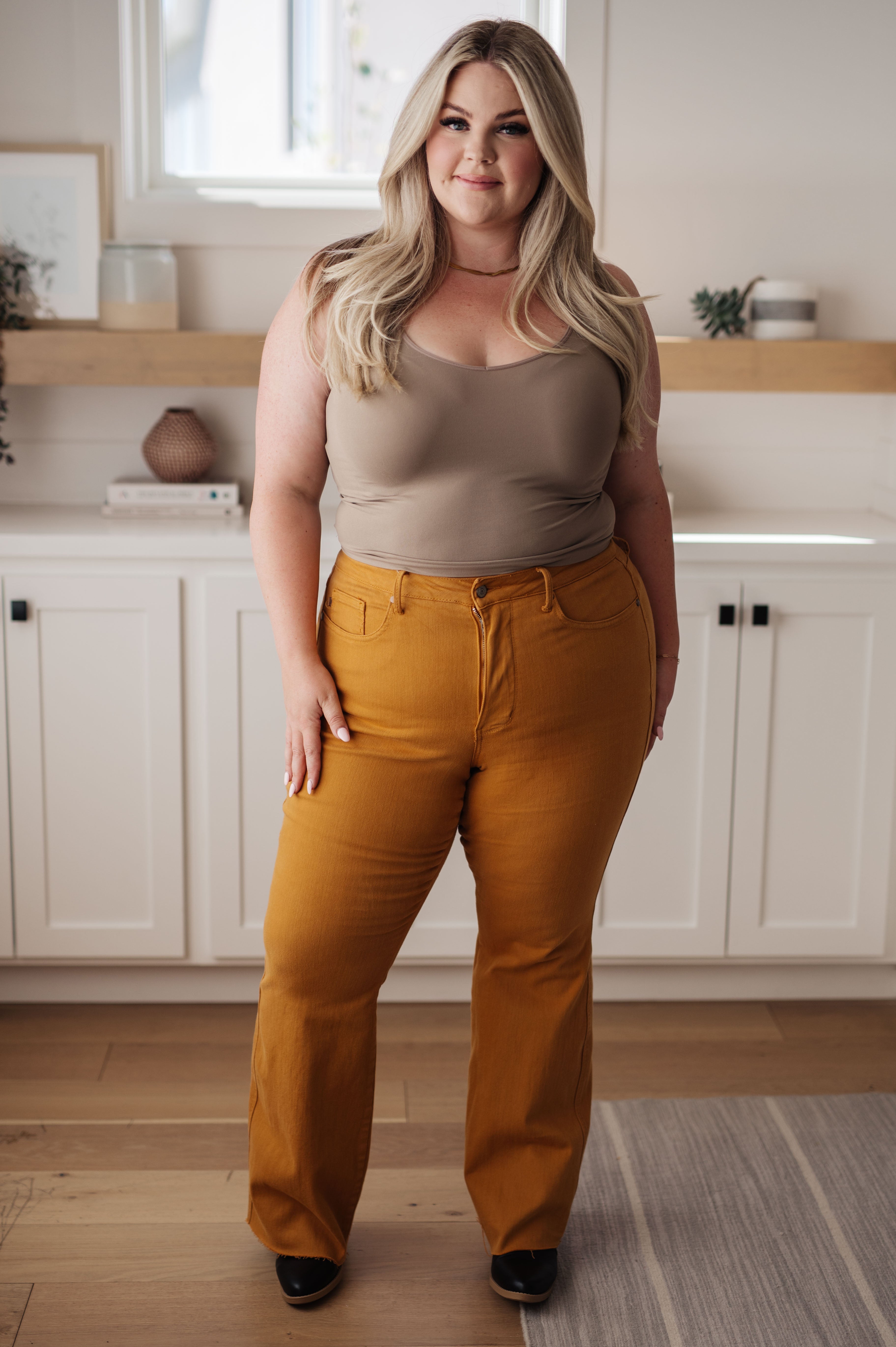 Melinda High Rise Control Top Flare Jeans in Marigold - The Sapphire Star