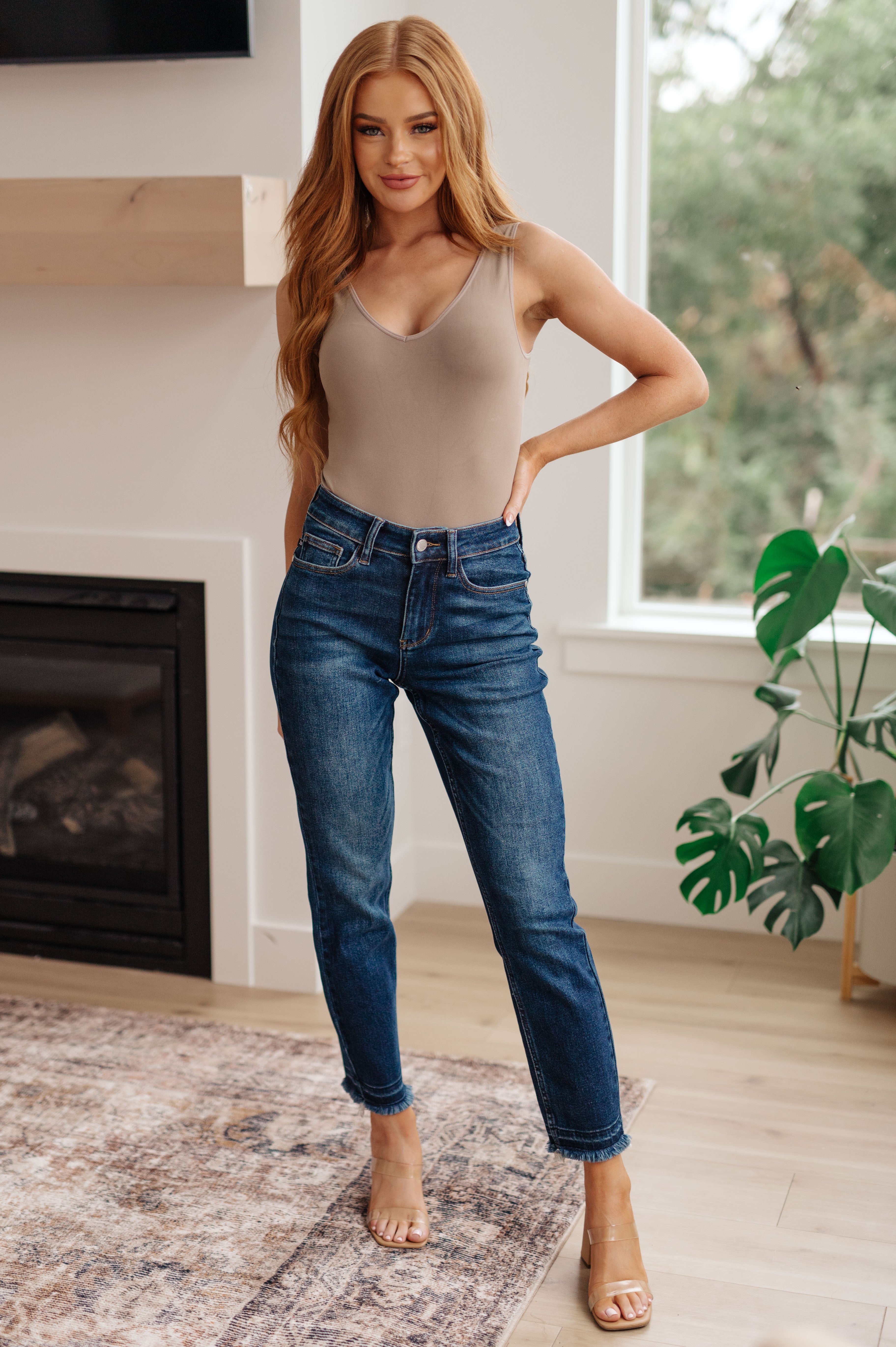 Phillipa High Rise Release Hem Slim Jeans - The Sapphire Star