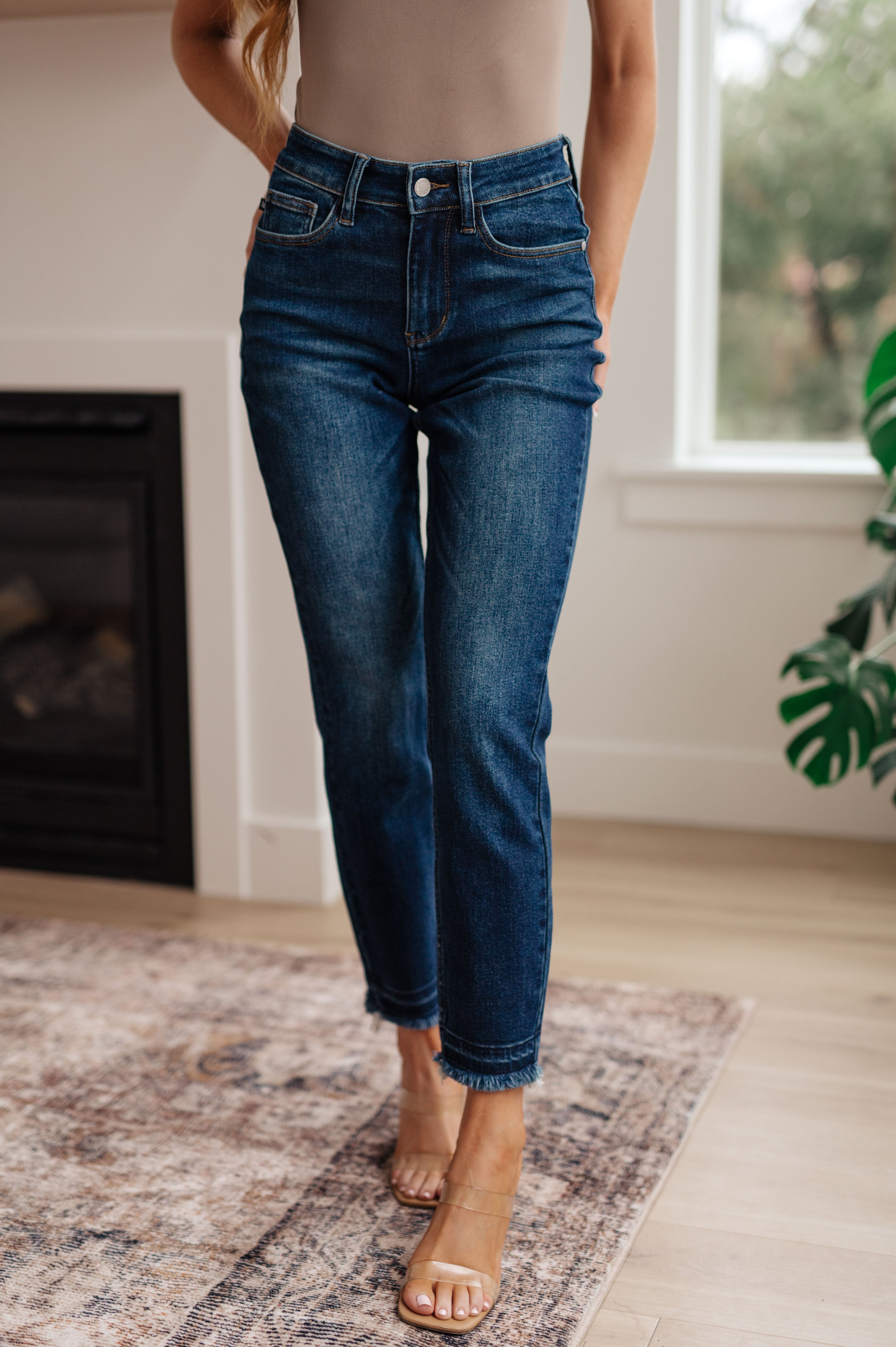 Phillipa High Rise Release Hem Slim Jeans - The Sapphire Star