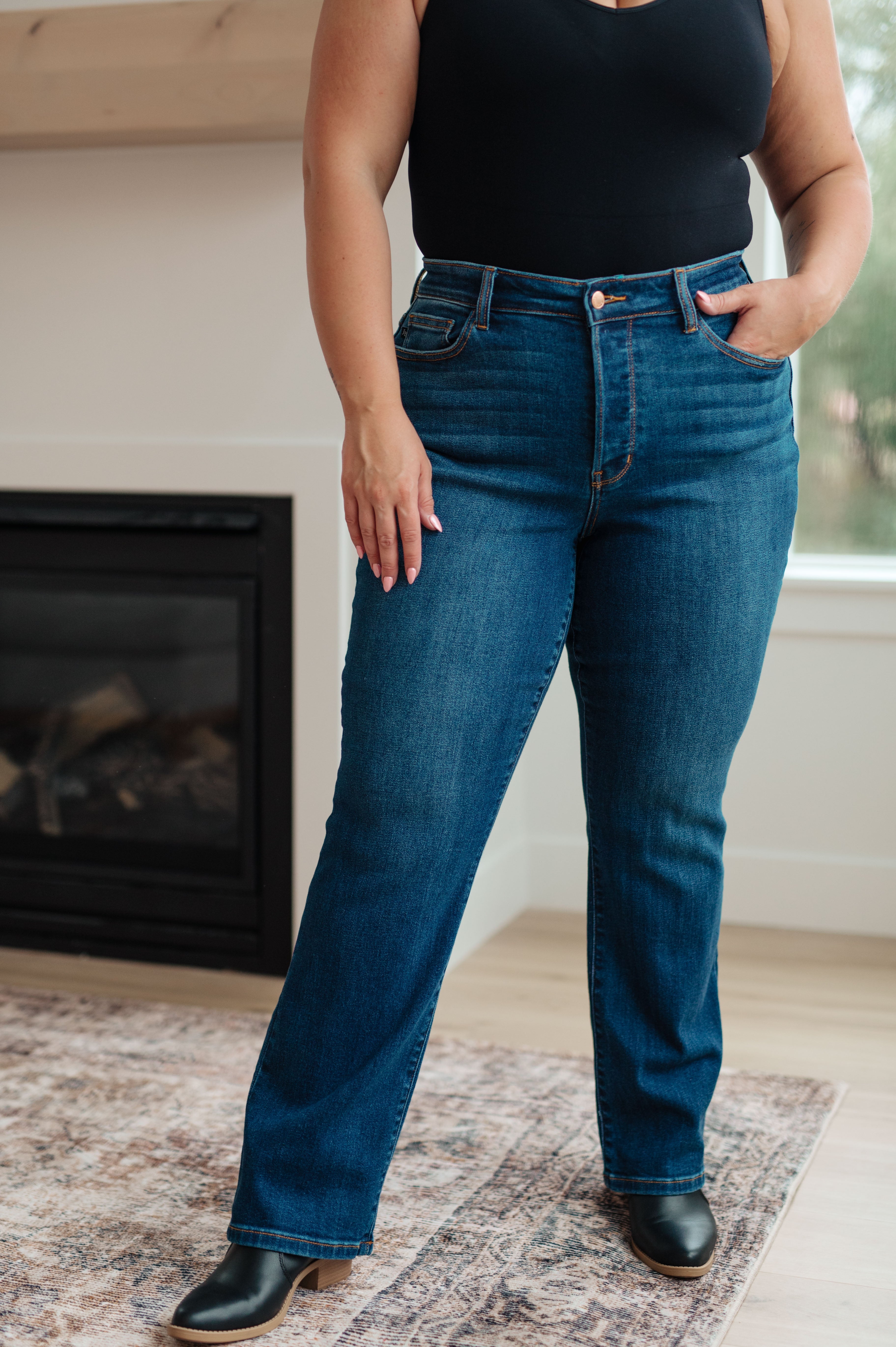 Pippa High Rise Button Fly Dad Jeans - The Sapphire Star