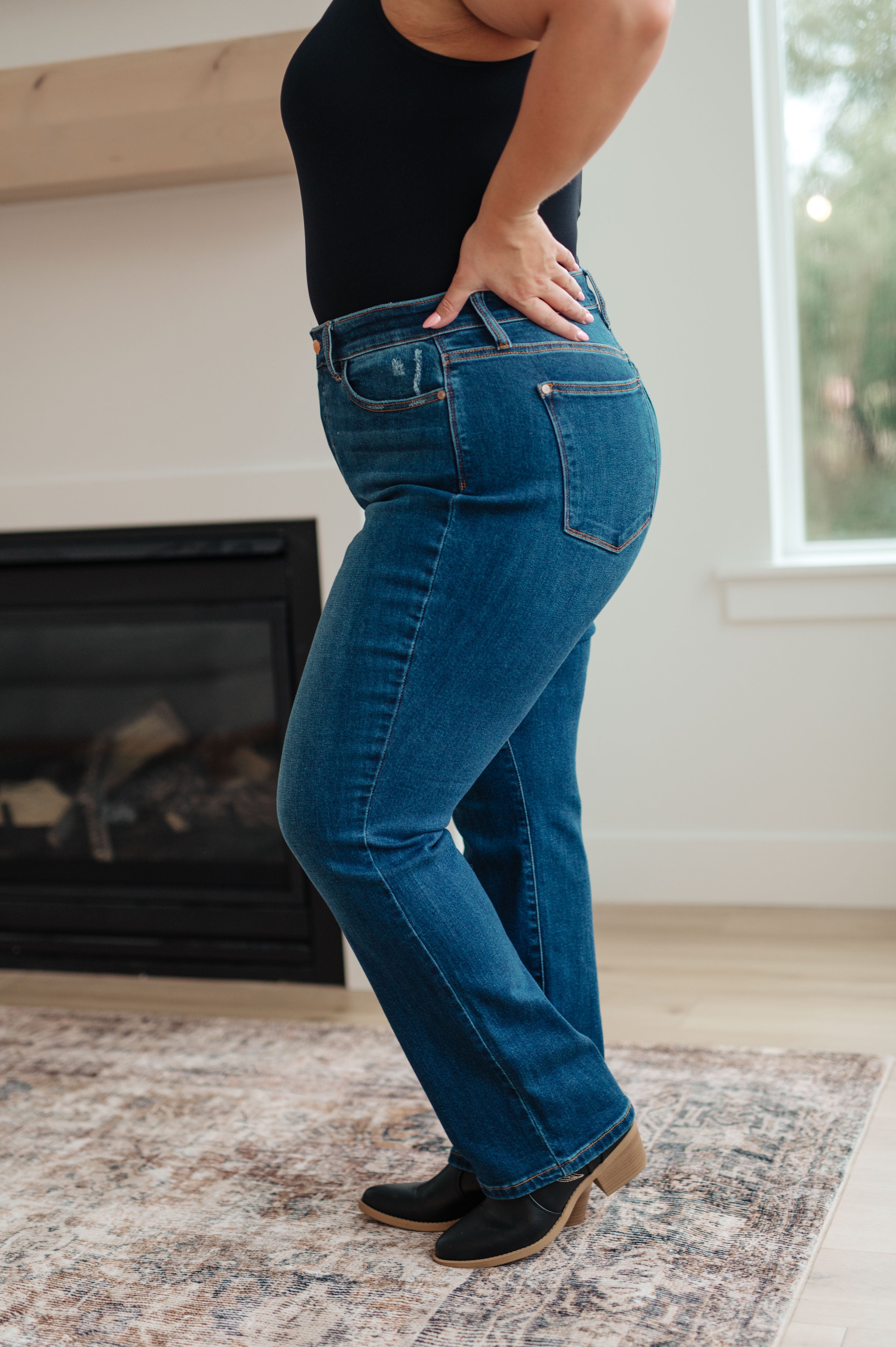 Pippa High Rise Button Fly Dad Jeans - The Sapphire Star