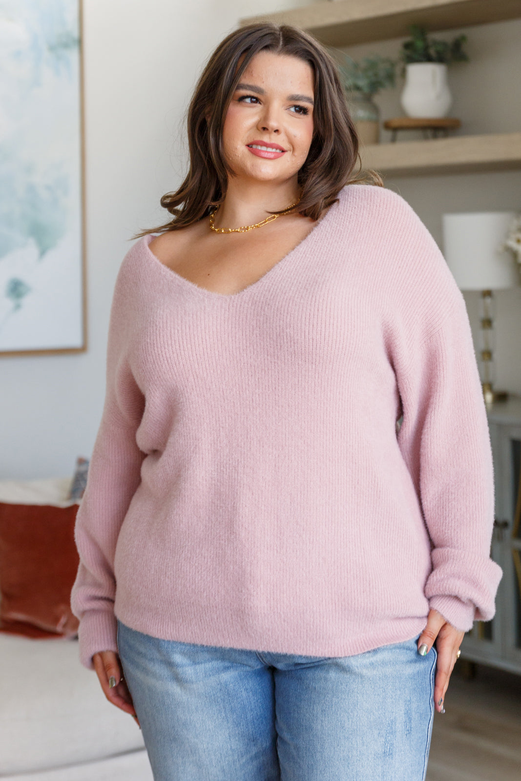 Plush Feelings V-Neck Sweater - The Sapphire Star