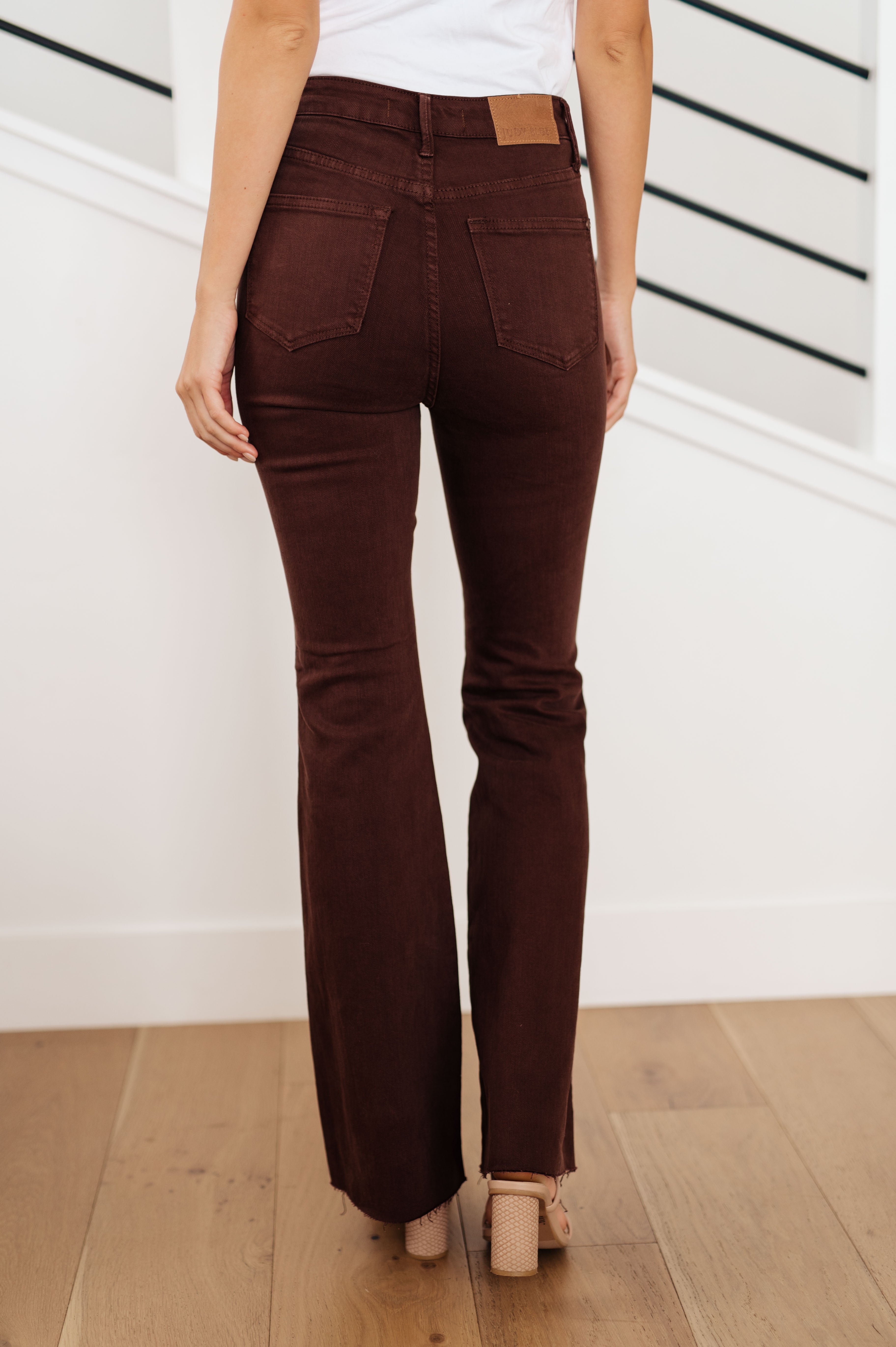 Sienna High Rise Control Top Flare Jeans in Espresso - The Sapphire Star