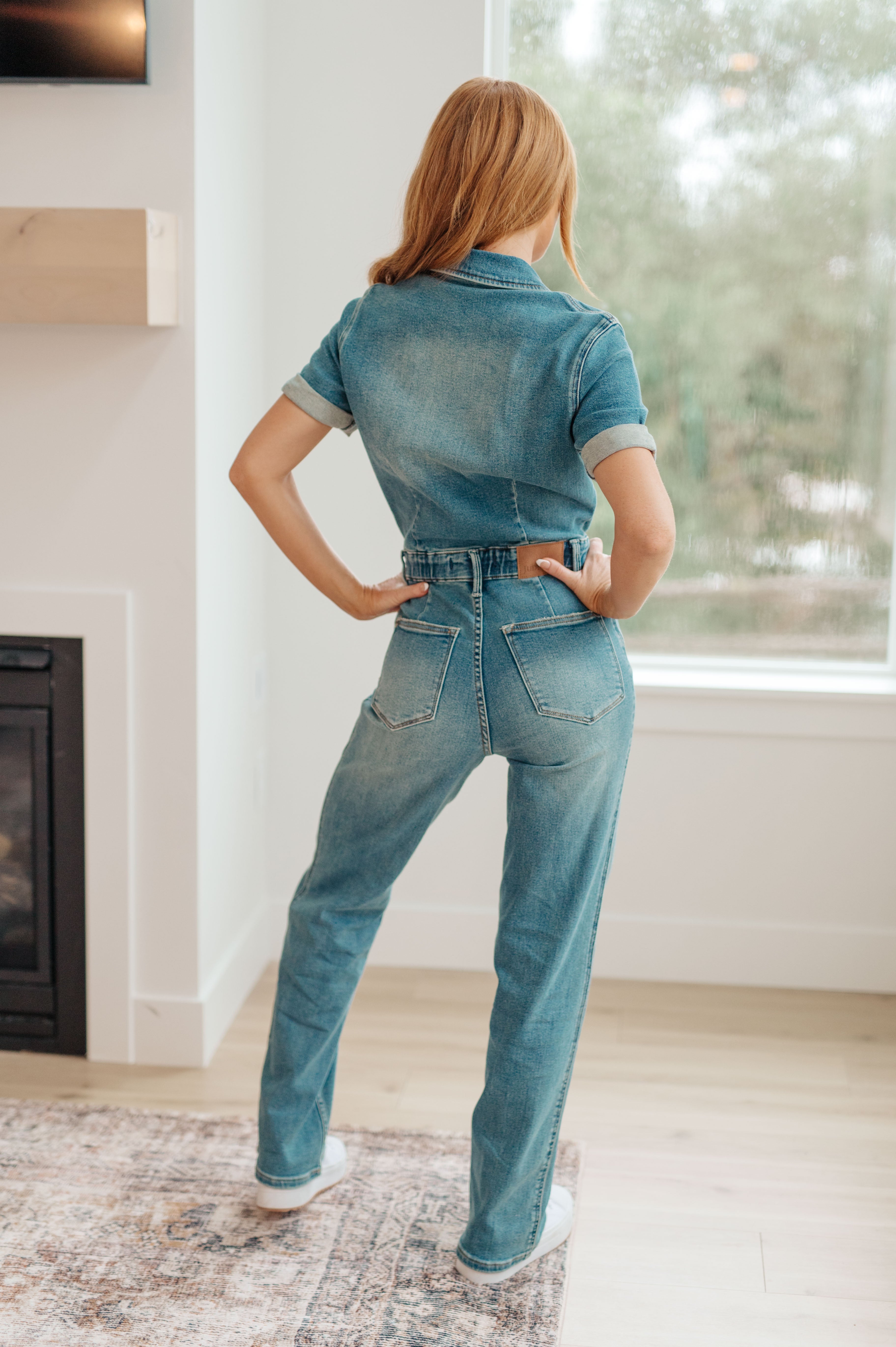 Sylvia Short Sleeve Denim Jumpsuit - The Sapphire Star