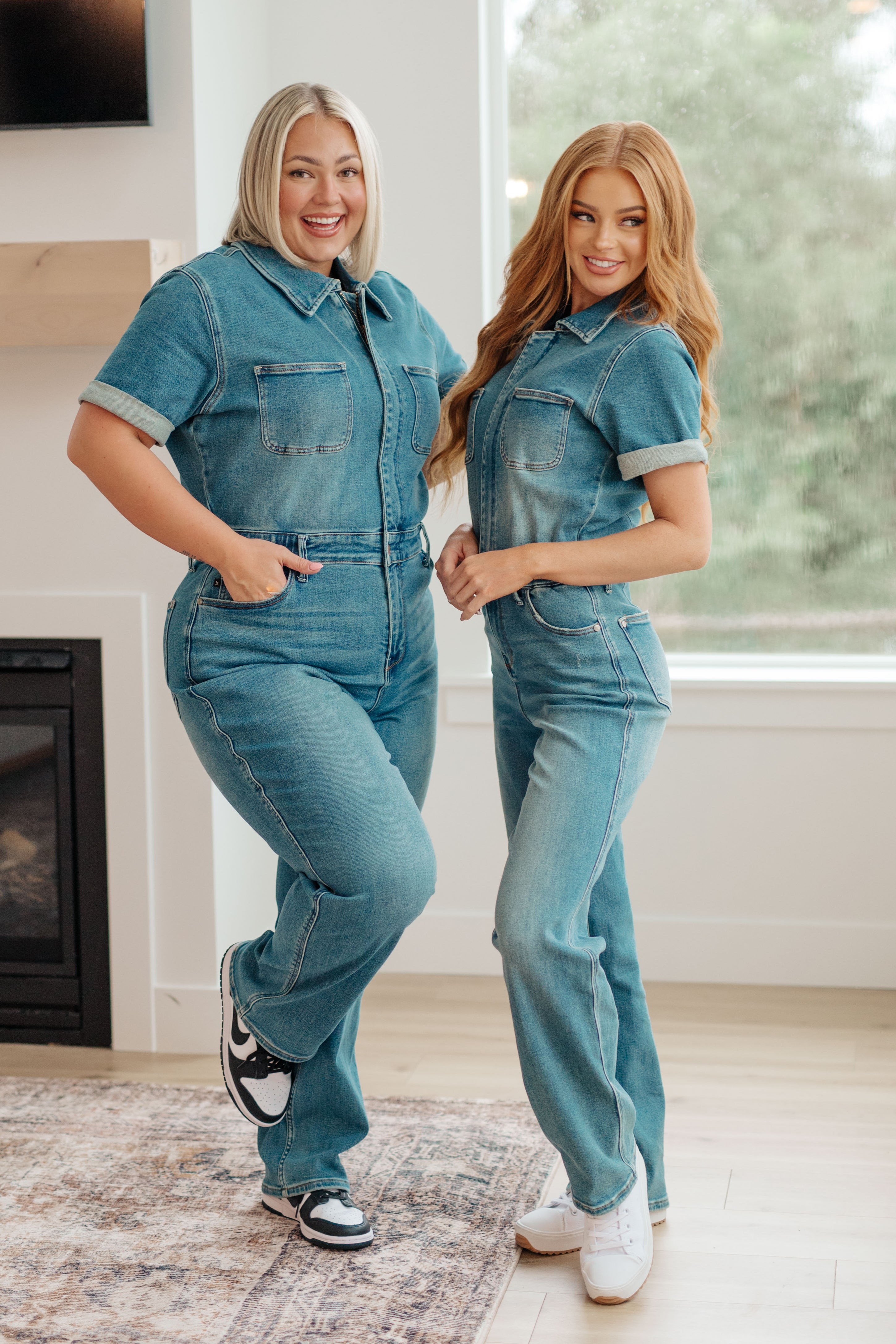 Sylvia Short Sleeve Denim Jumpsuit - The Sapphire Star