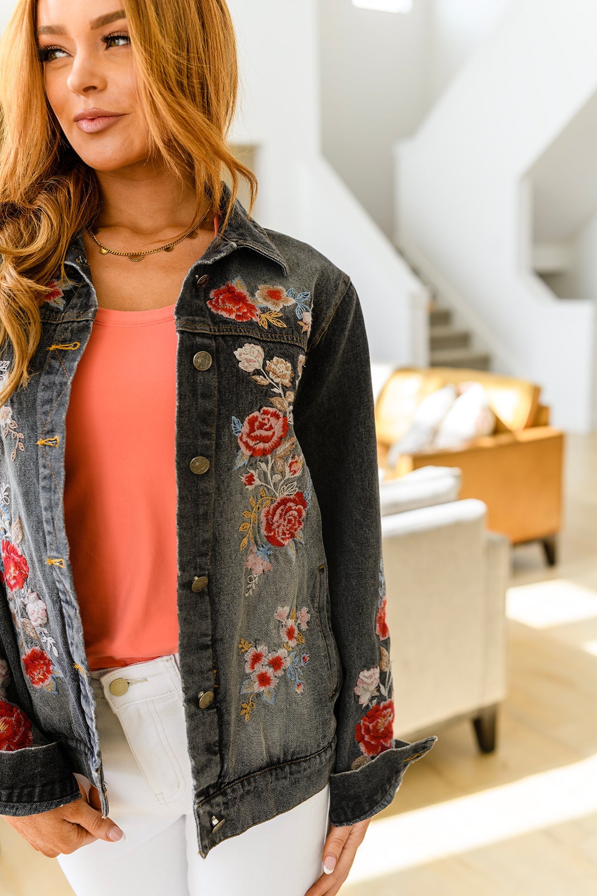 Lovely Visions Flower Embroidered Jacket - The Sapphire Star